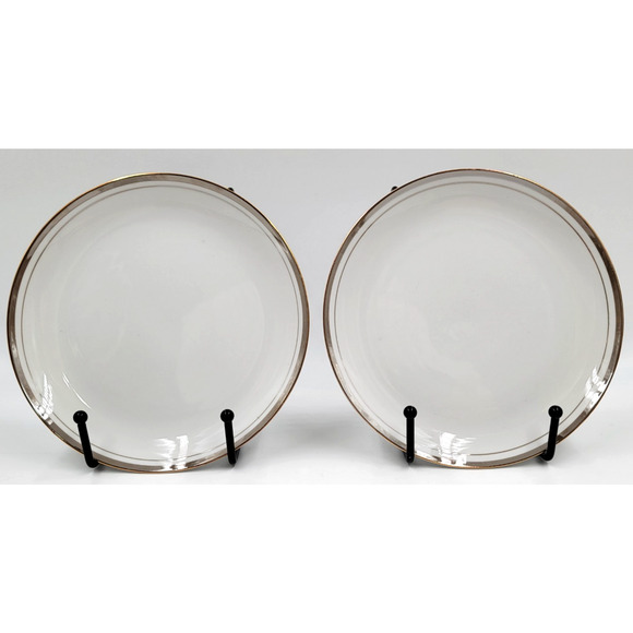 Royalton China Set of 2 Bread Plates 6.38" White Gold Trim Translucent Porcelain - Picture 4 of 7
